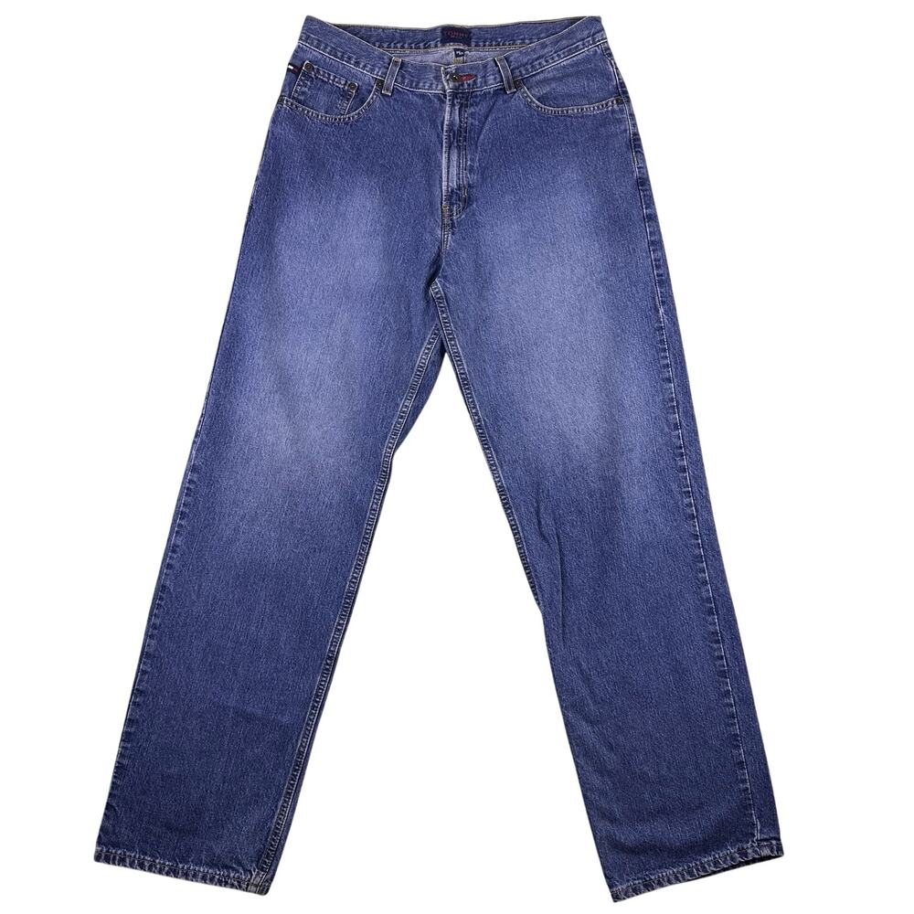Vintage Tommy Hilfiger Jeans Men 34x34 Blue Denim Straight Leg Classic 2000s Y2k